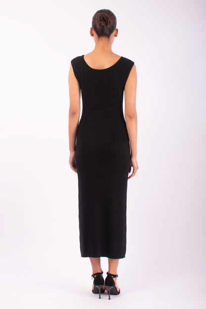 #1462 Boatneck Dress in Organic Cotton- Black — Lars Andersson, view 3