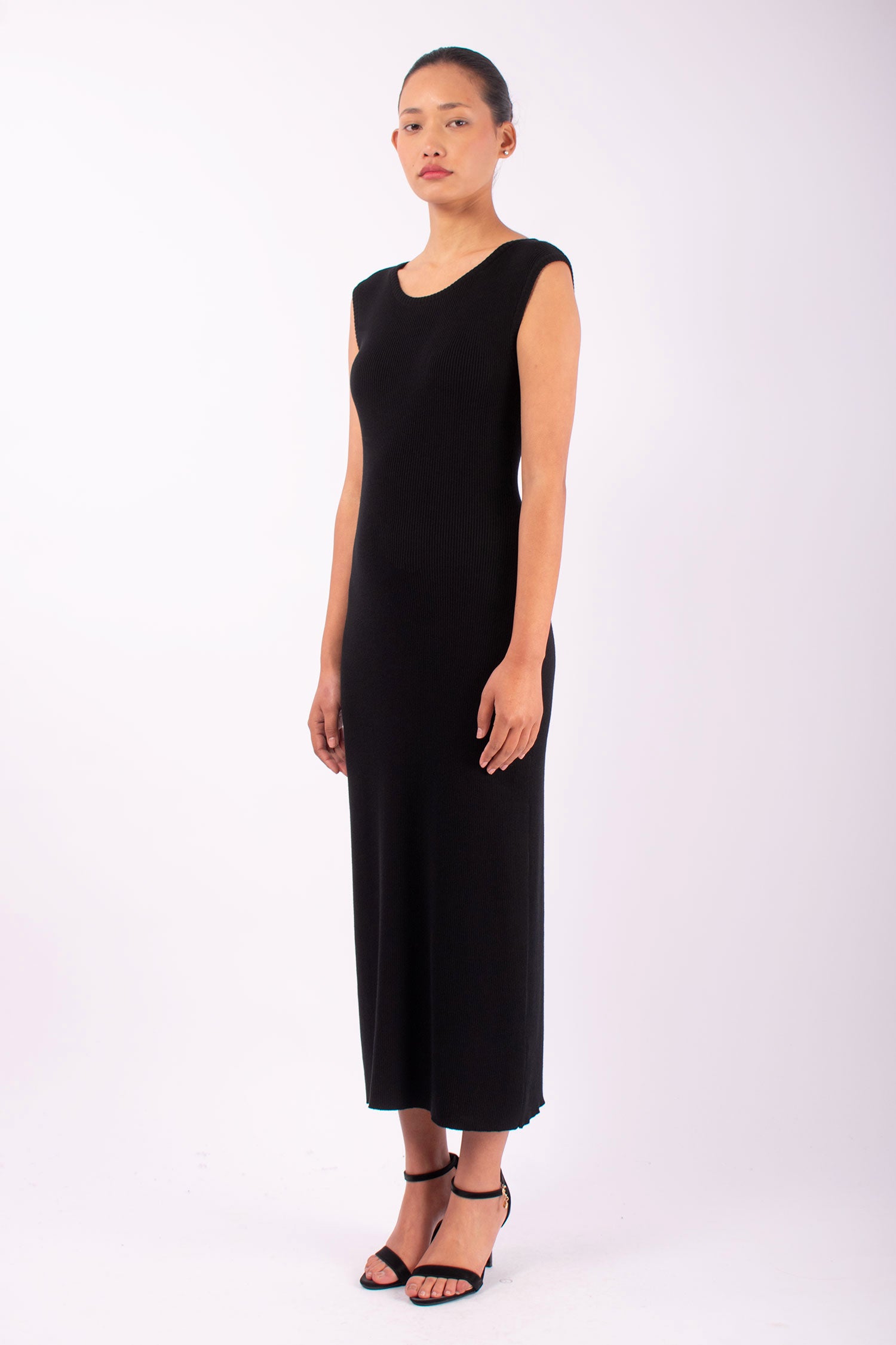 #1462 Boatneck Dress in Organic Cotton- Black — Lars Andersson, view 2