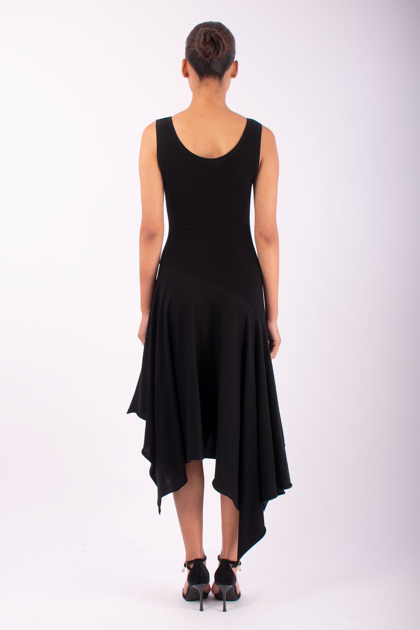 #1464 Scoop-neck Dress in Organic Cotton- Black — Lars Andersson, view 3