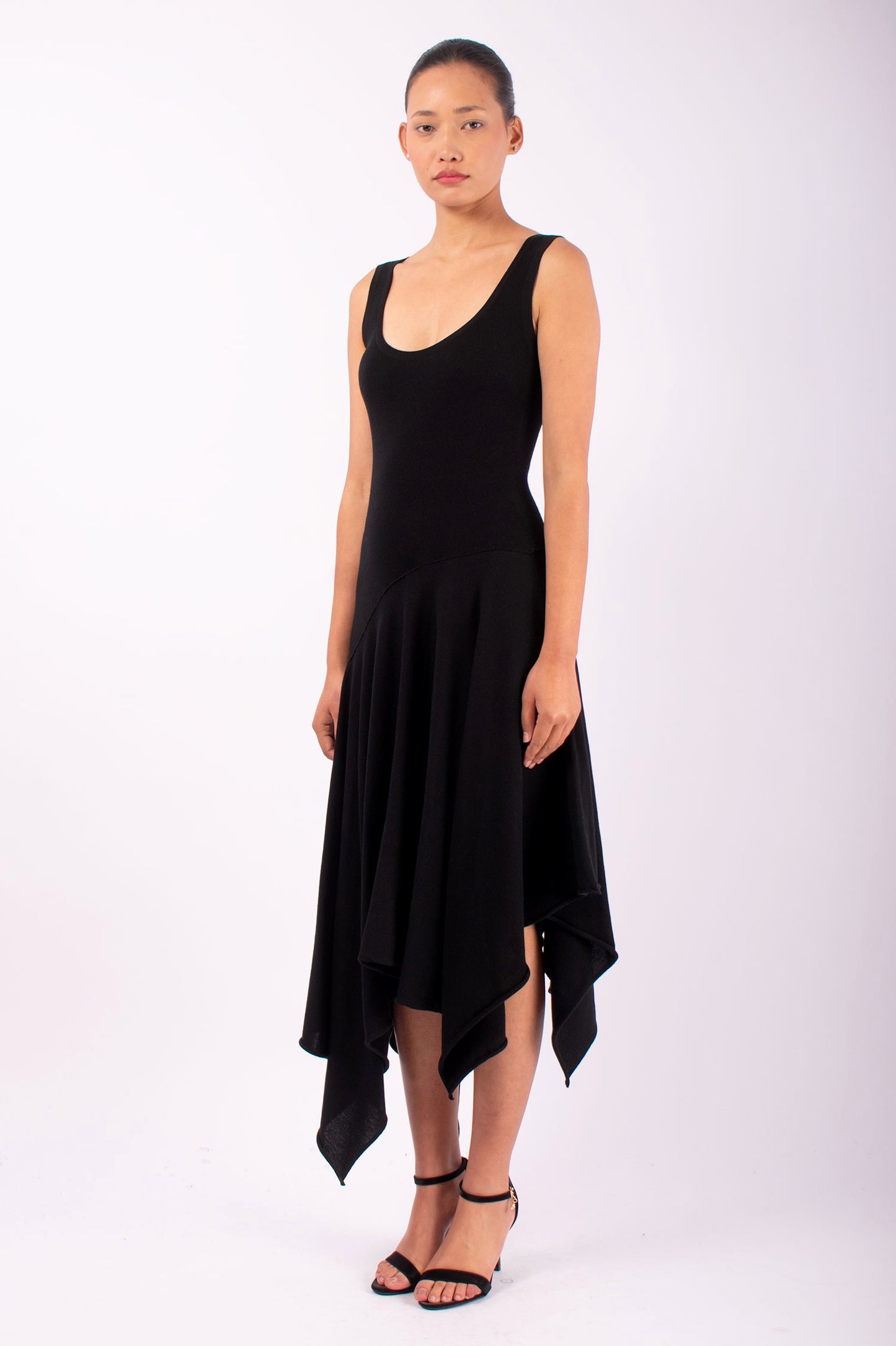 #1464 Scoop-neck Dress in Organic Cotton- Black — Lars Andersson, view 2