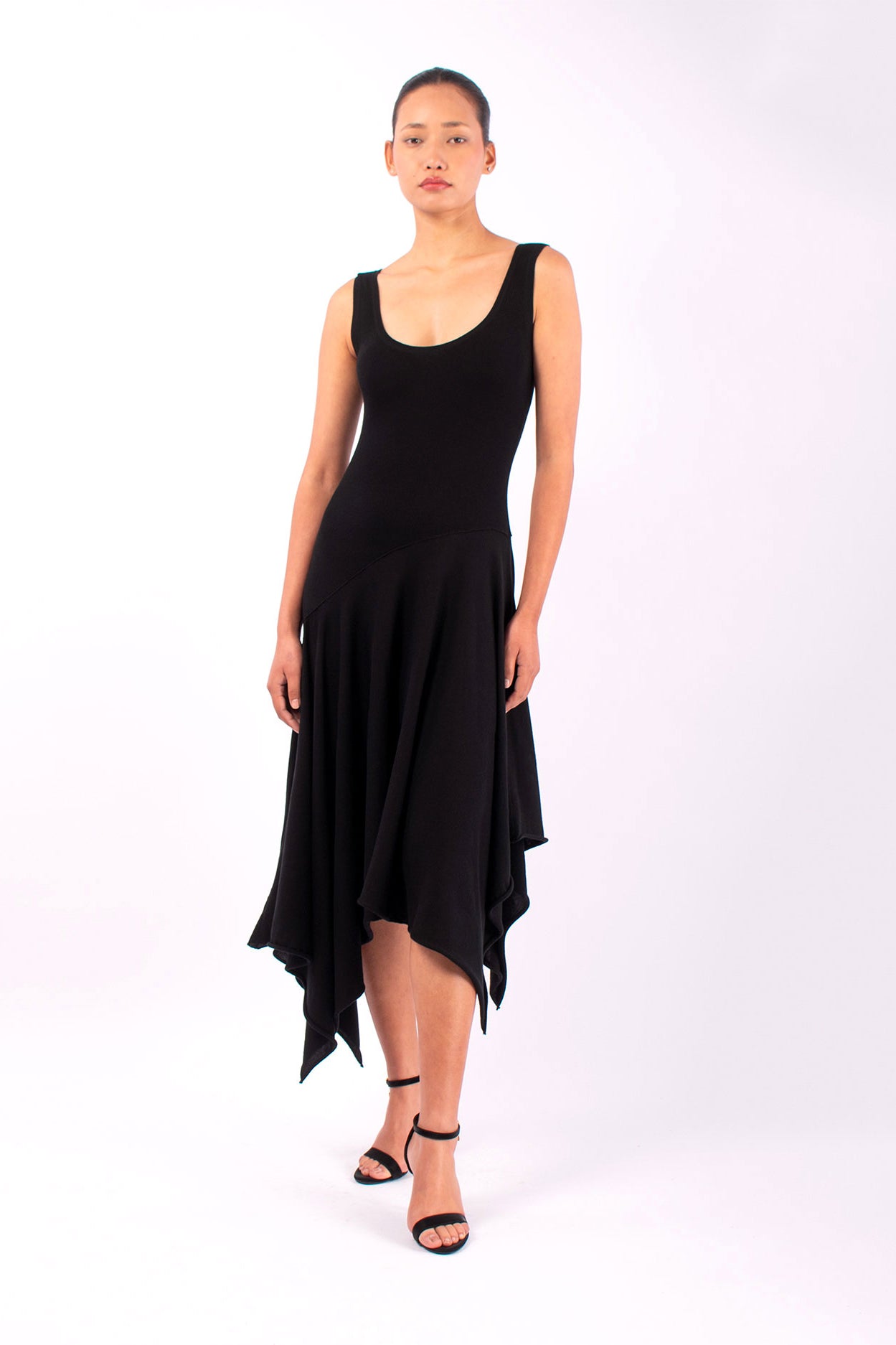 #1464 Scoop-neck Dress in Organic Cotton- Black — Lars Andersson, view 5