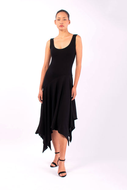 #1464 Scoop-neck Dress in Organic Cotton- Black — Lars Andersson, view 5
