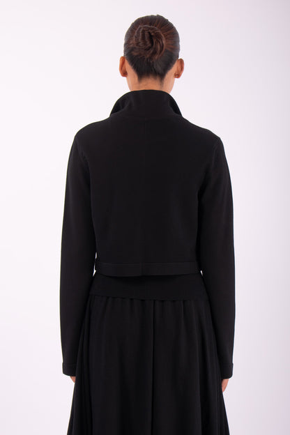 #1465 Cropped Zip Jacket in Organic Cotton- Black — Lars Andersson, view 3