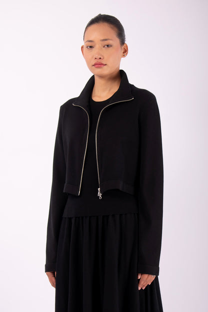 #1465 Cropped Zip Jacket in Organic Cotton- Black — Lars Andersson, view 2