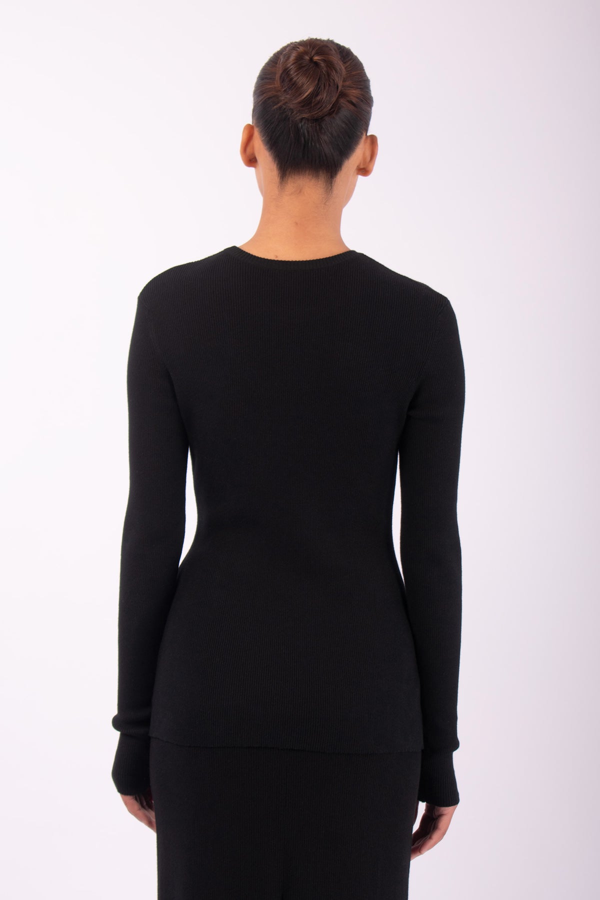 #1470 long Sleeve Crewneck in Organic Cotton- Black — Lars Andersson, view 3