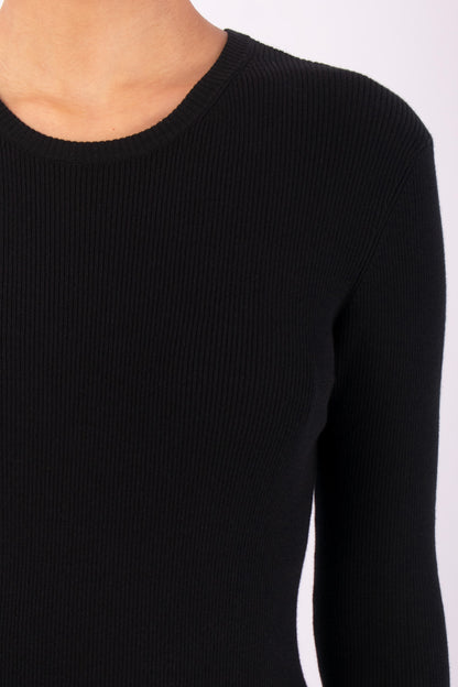 #1470 long Sleeve Crewneck in Organic Cotton- Black — Lars Andersson, view 4