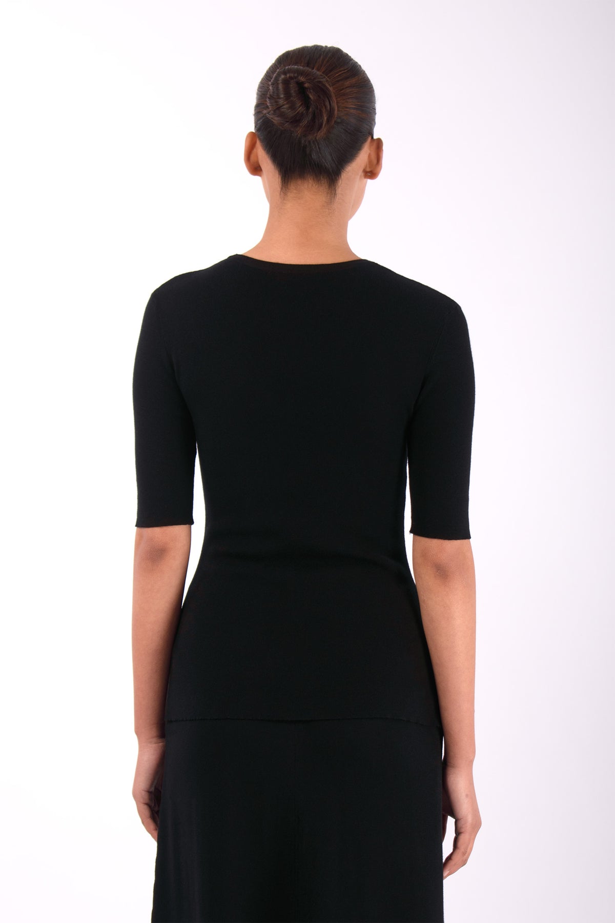 #1472 Short Sleeve Crewneck in Organic Cotton- Black — Lars Andersson, view 3