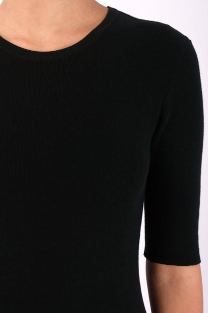 #1472 Short Sleeve Crewneck in Organic Cotton- Black — Lars Andersson, view 4