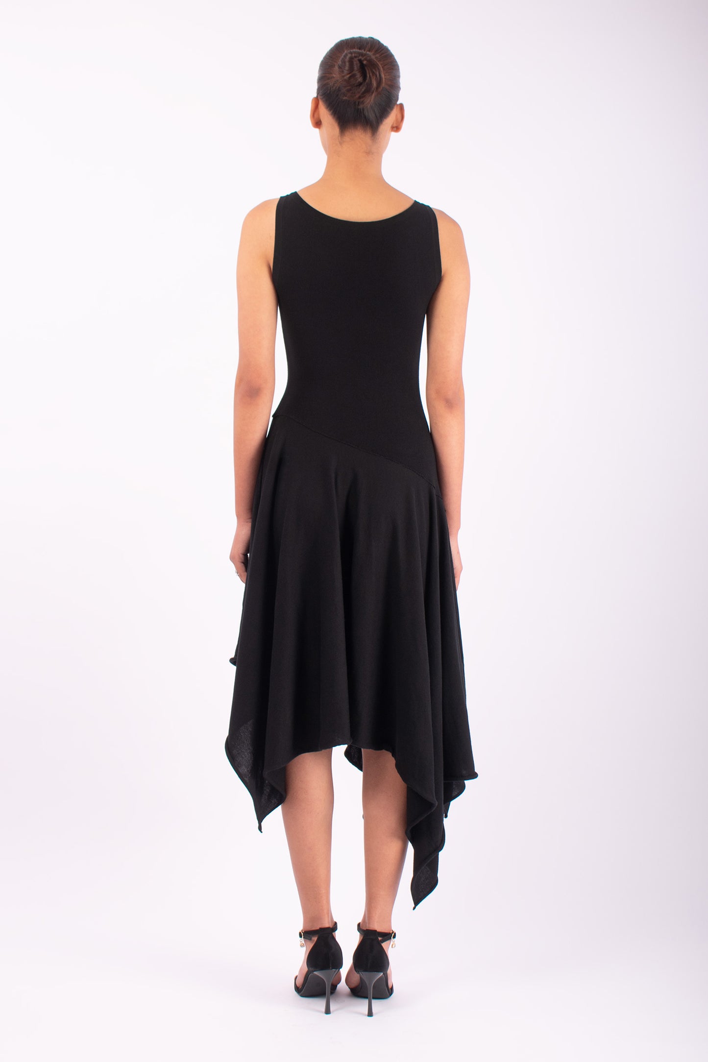 #1474 Boatneck Dress in Organic Cotton- Black — Lars Andersson, view 3