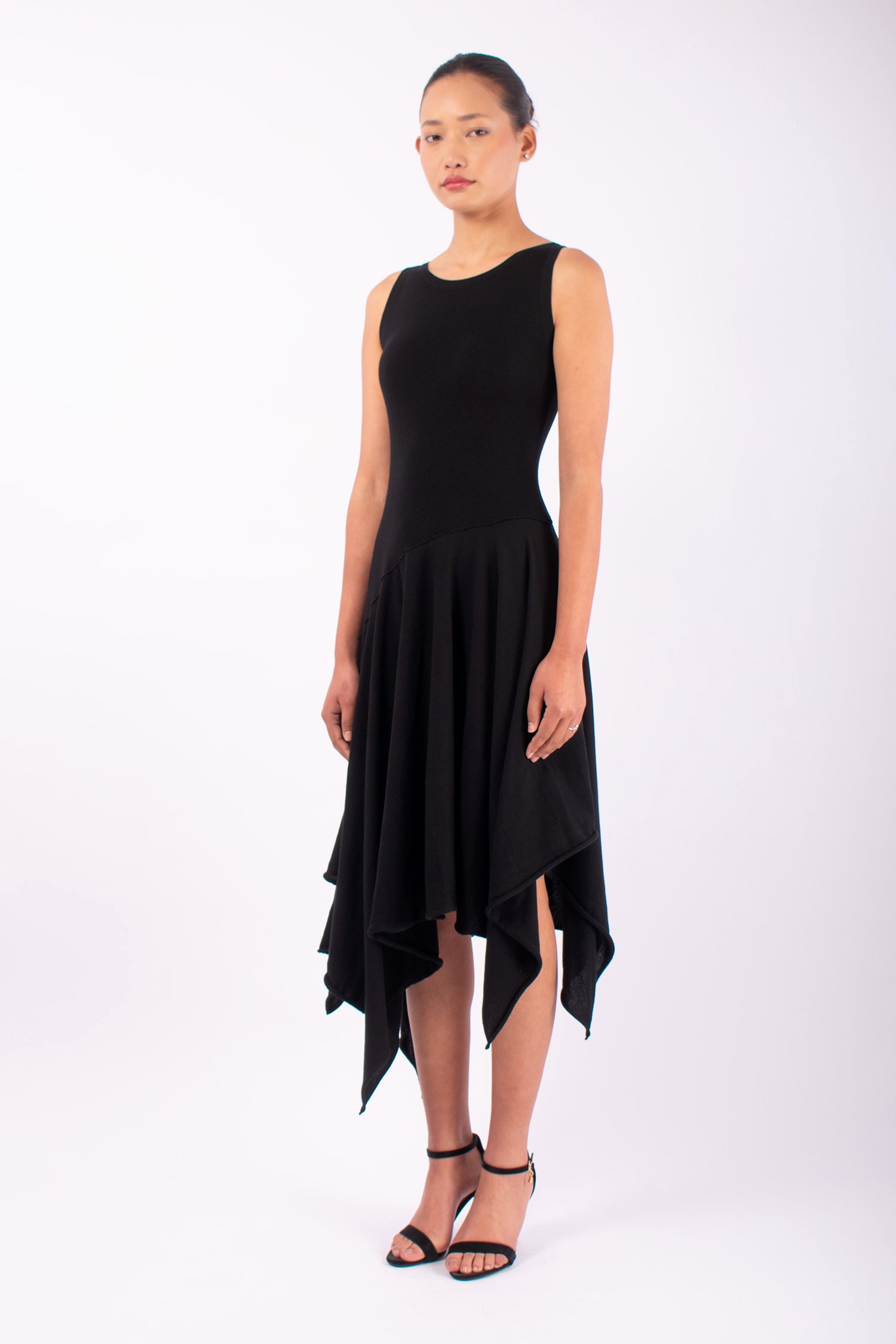 #1474 Boatneck Dress in Organic Cotton- Black — Lars Andersson, view 2