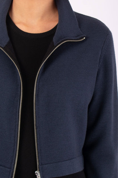 #1479 Cropped Zip Jacket in Superfine Merino and Organic Cotton- Dark Space — Lars Andersson, view 4