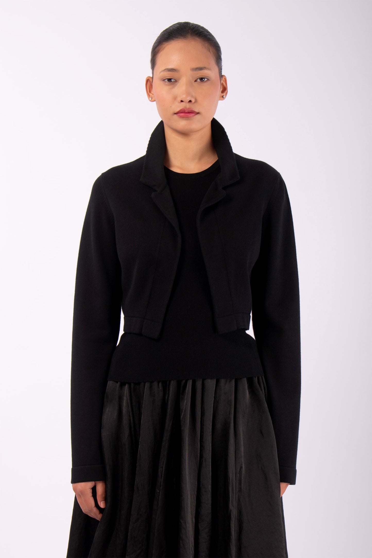 #1480 Cropped Jacket in Organic Cotton- Black — Lars Andersson hand-loomed knitwear