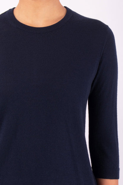 #1481 3/4 Sleeve Crewneck Top in Superfine Merino- Dark blue — Lars Andersson, view 4
