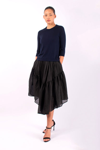 #1481 3/4 Sleeve Crewneck Top in Superfine Merino- Dark blue — Lars Andersson, view 5