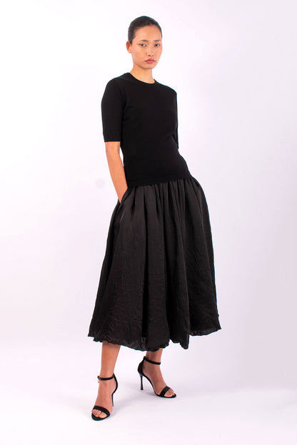 #1482 Fitted Half Sleeve Top in Superfine Merino- Black — Lars Andersson, view 5