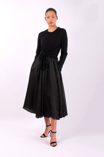 #1485 Sweatshirt With Tie Front in Superfine Merino- Black — Lars Andersson, view 5
