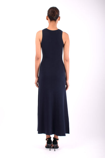 #1486 Halter Dress in Organic Cotton- Dark Morritimo — Lars Andersson, view 3