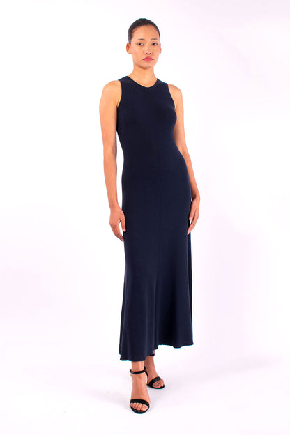 #1486 Halter Dress in Organic Cotton- Dark Morritimo — Lars Andersson, view 5