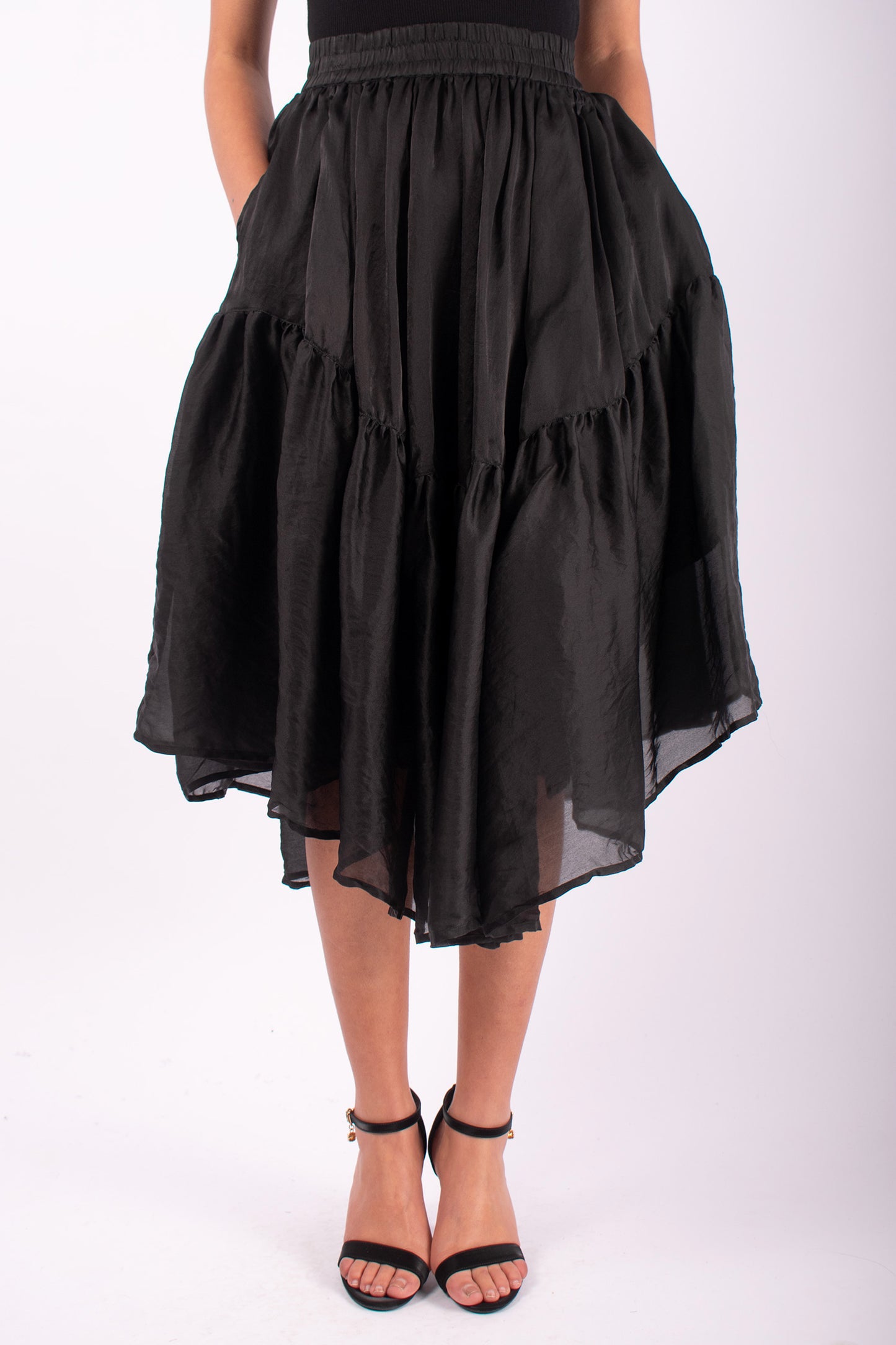#1490 Skirt in Silk Organza- Black — Lars Andersson hand-loomed knitwear