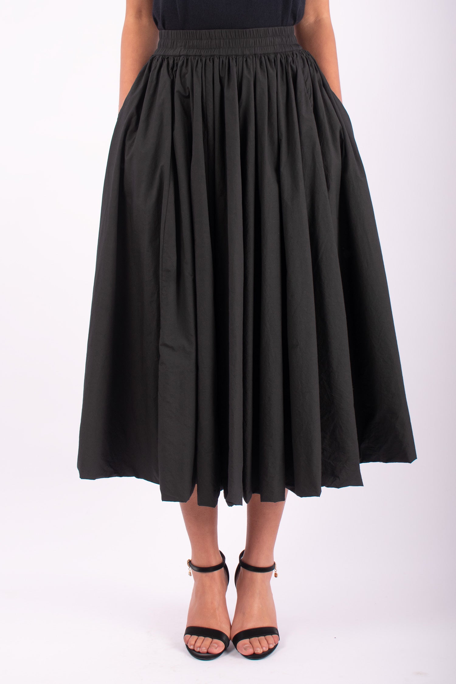 #1492 Bubble Skirt in Cotton Voile- Black — Lars Andersson hand-loomed knitwear