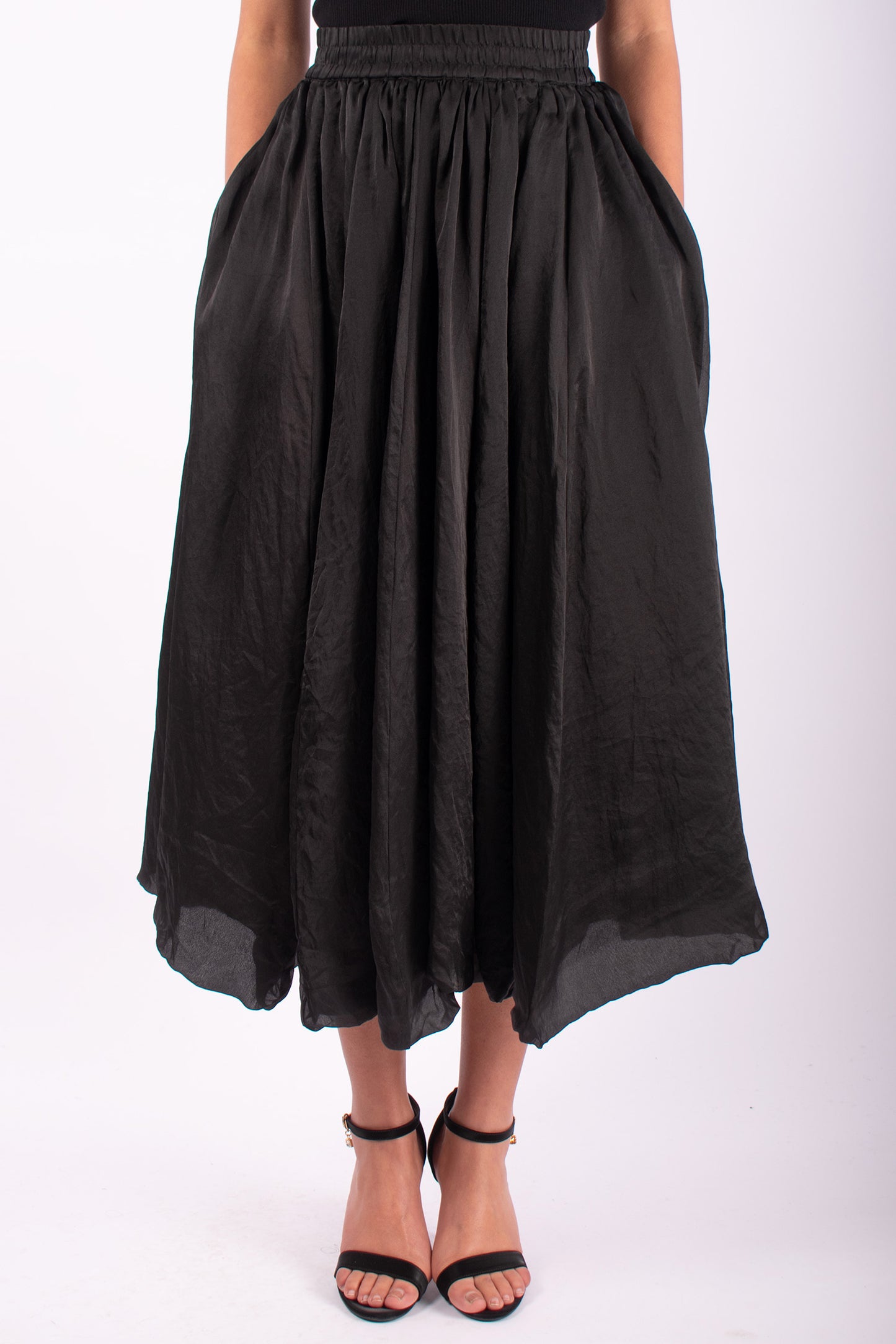 #1493 Bubble Skirt in Silk Organza- Black — Lars Andersson hand-loomed knitwear