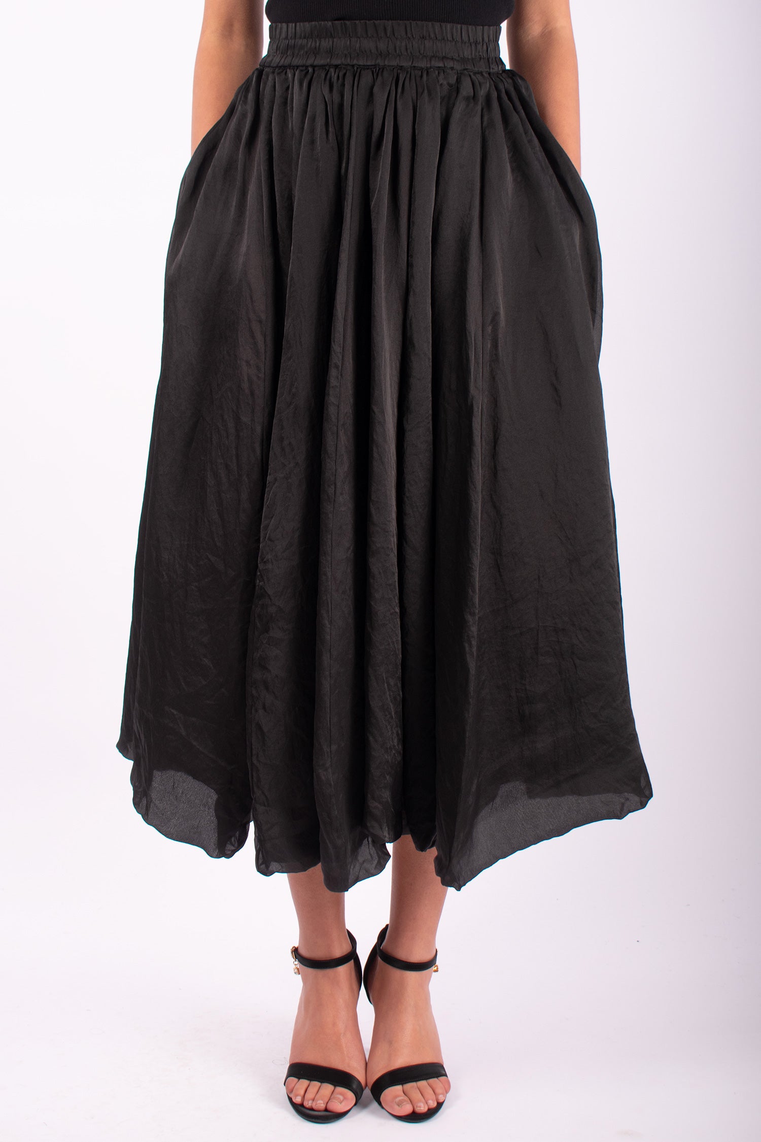 #1493 Bubble Skirt in Silk Organza- Black — Lars Andersson hand-loomed knitwear