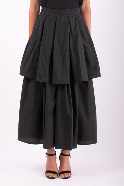 #1495 2 Layer Skirt in Cotton Voile- Black — Lars Andersson hand-loomed knitwear