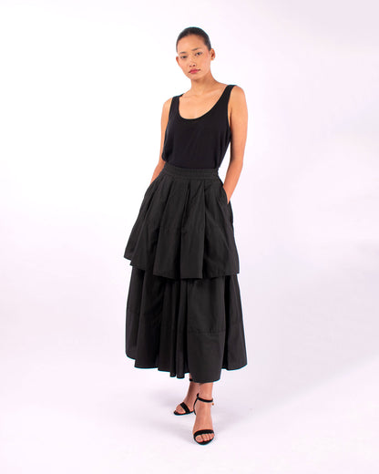 #1495 2 Layer Skirt in Cotton Voile- Black — Lars Andersson, view 2