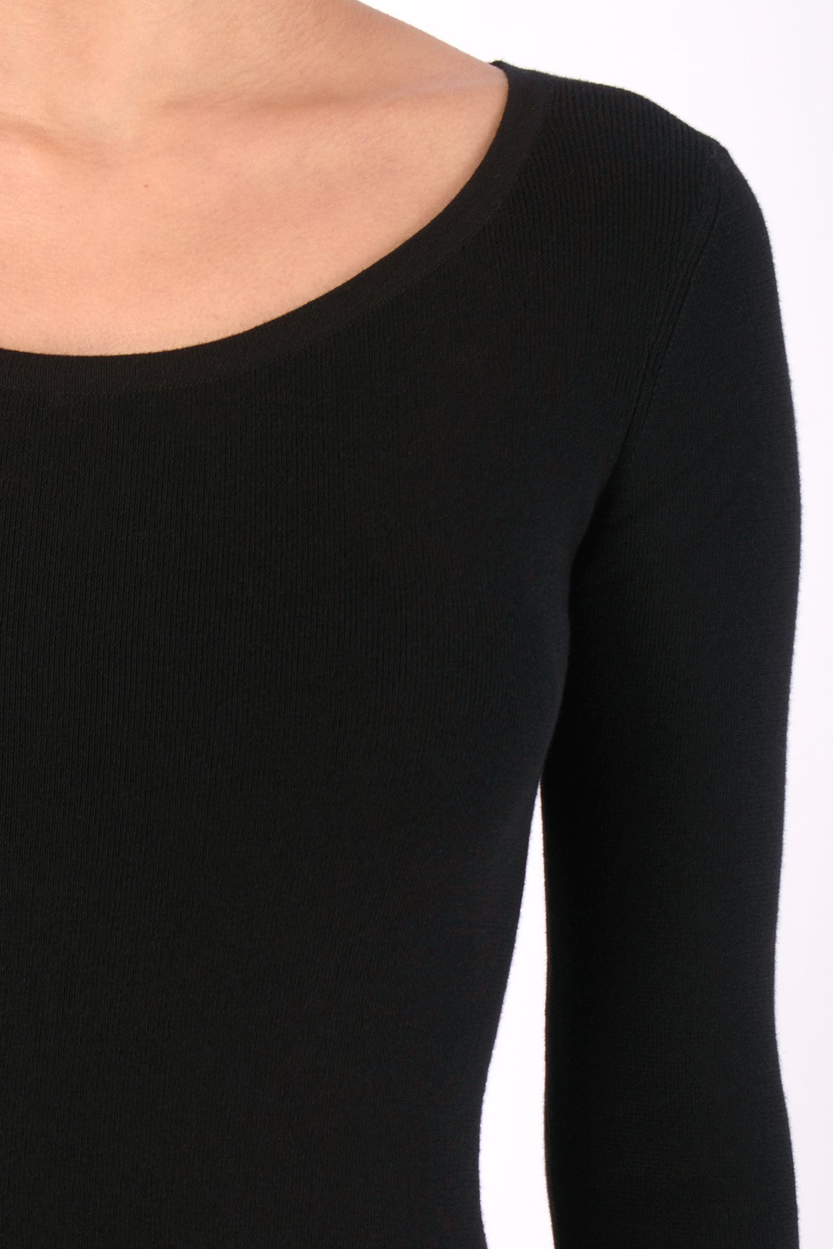 #554 3/4 Sleeve Boatneck Top in Organic Cotton- Black — Lars Andersson, view 4
