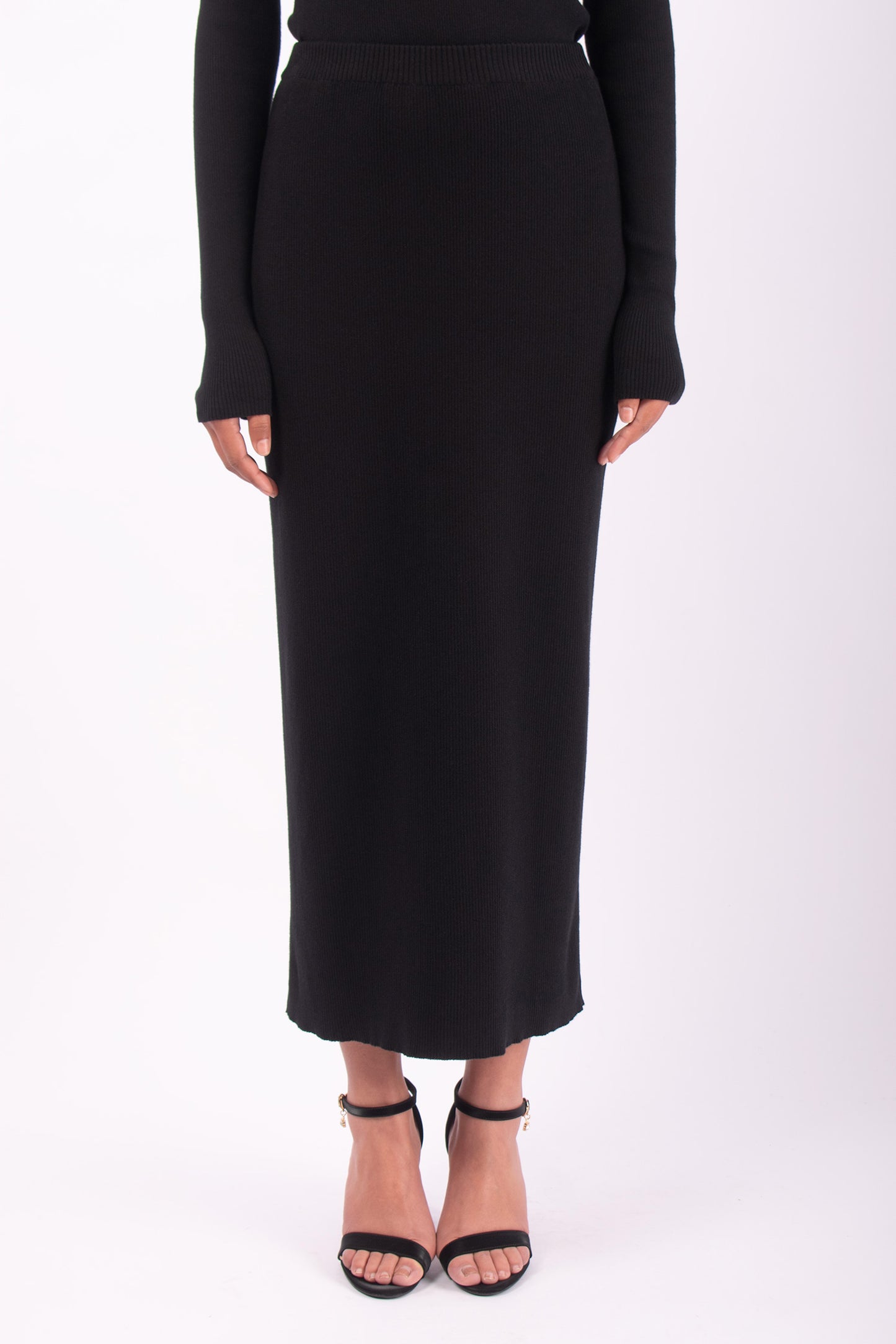 #581 Skirt in Organic Cotton- Black — Lars Andersson hand-loomed knitwear