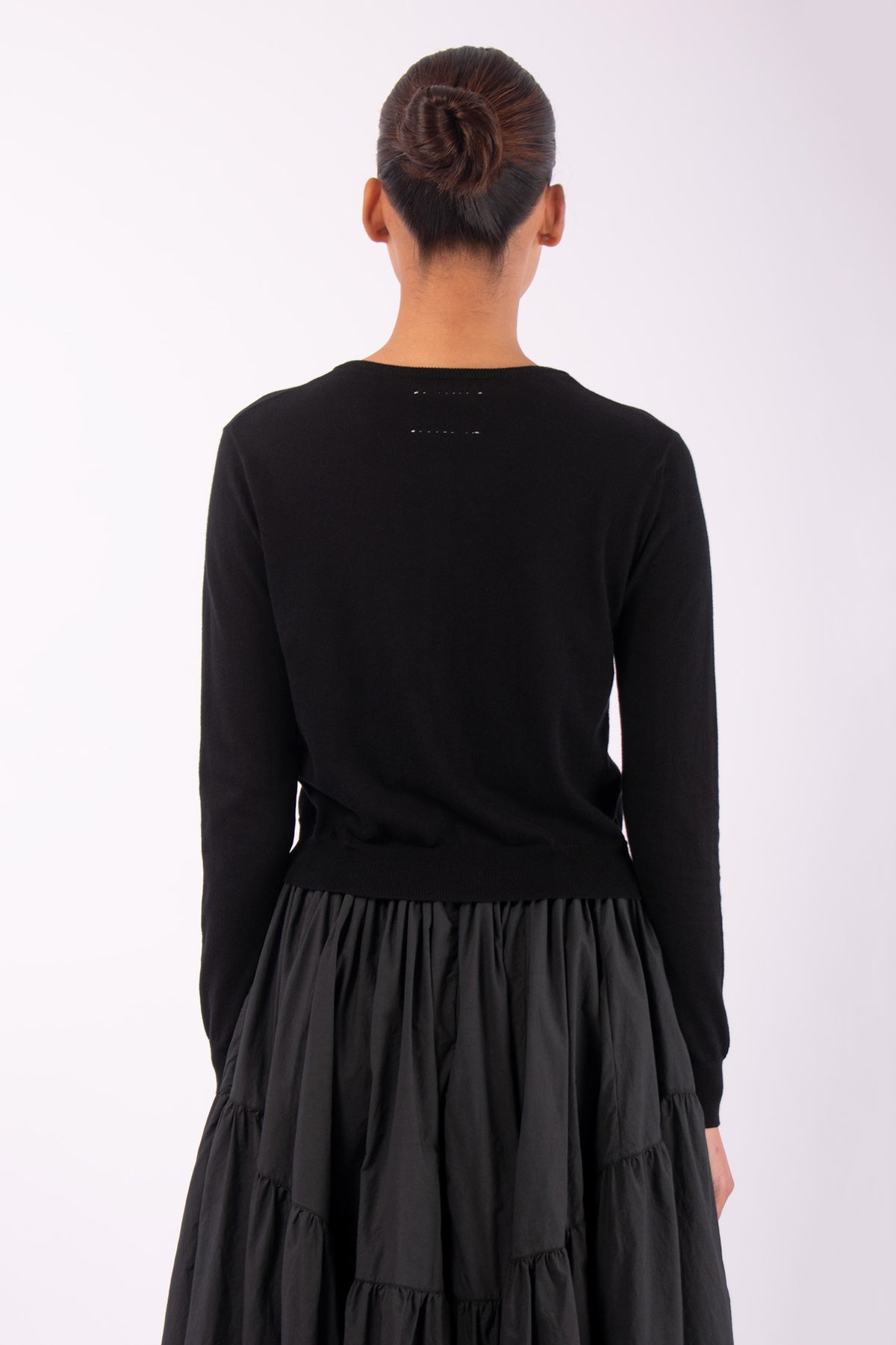 #592 Cropped Cardigan in Organic Cotton- Black — Lars Andersson, view 3
