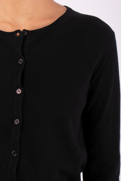 #592 Cropped Cardigan in Organic Cotton- Black — Lars Andersson, view 4
