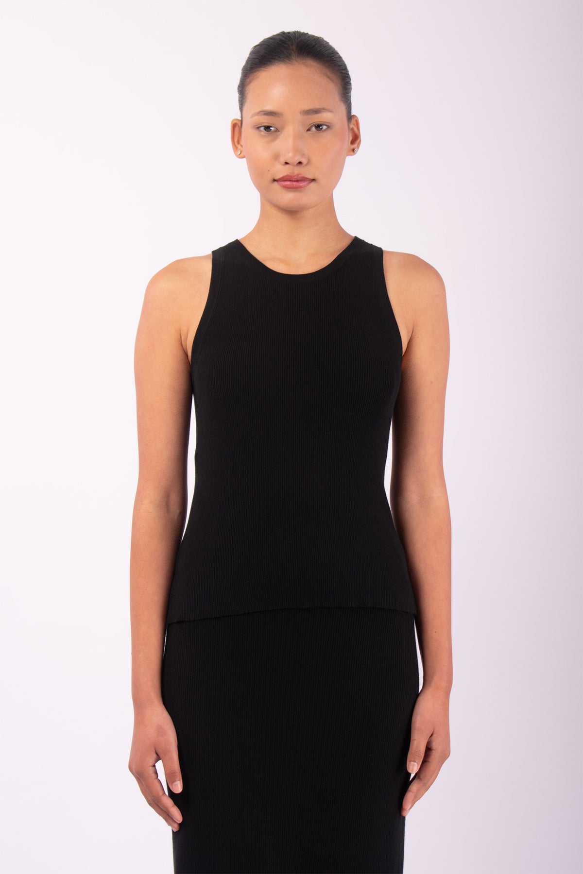 #952 Cropped Layering Tank in Organic Cotton-Black — Lars Andersson hand-loomed knitwear