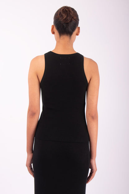 #952 Cropped Layering Tank in Organic Cotton-Black — Lars Andersson, view 3