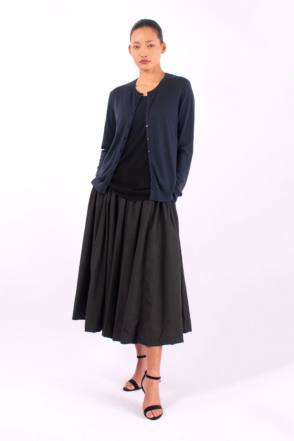 #1403 Crewneck Cardigan in Superfine Merino- Dark Space — Lars Andersson, view 5