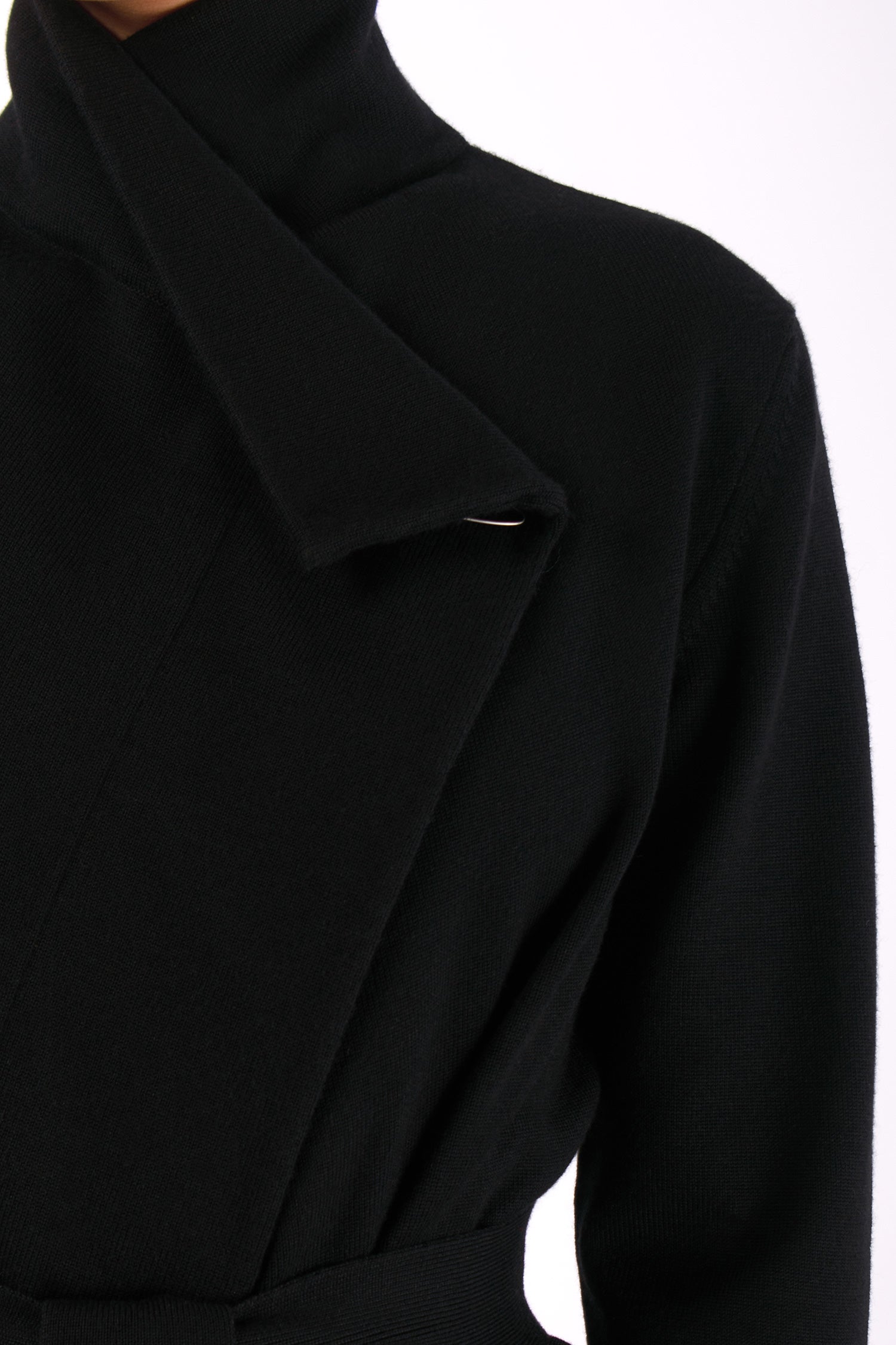 #1408 Draped Neck Jacket in Superfine Merino and Organic Cotton- Black — Lars Andersson, view 4