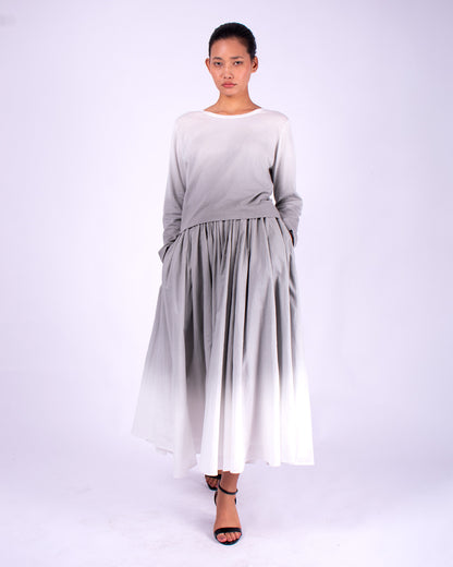#1212 Cropped long sleeve boatneck top in organic cotton