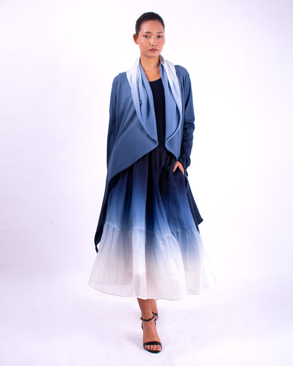 #1354 Draped hooded wrap jacket in organic cotton