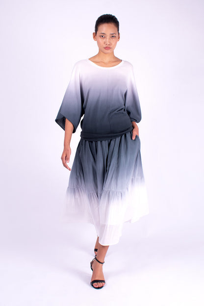 #555 Wing Sleeve Top In Organic Cotton- Charcoal Ombre — Lars Andersson, view 5