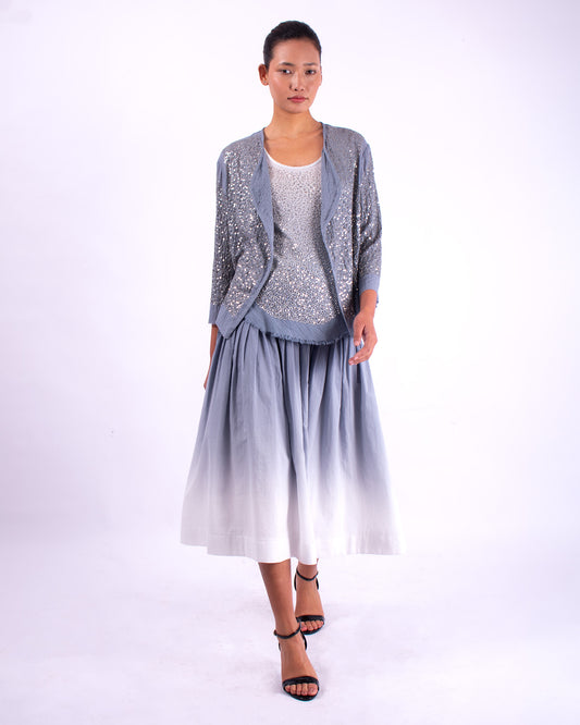 #1358 Pleat skirt in cotton voile
