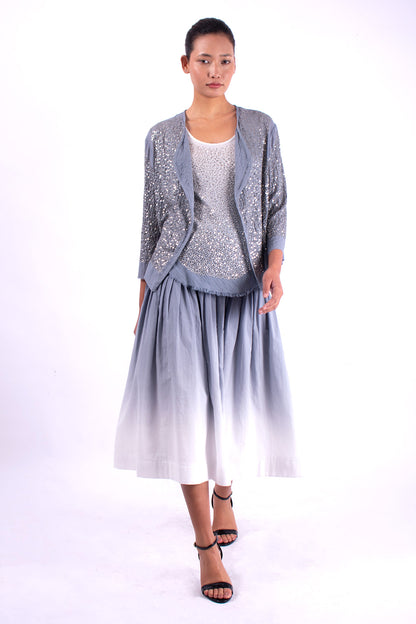 #1358 Pleat Skirt In Cotton Voile-Storm Ombre — Lars Andersson, view 2