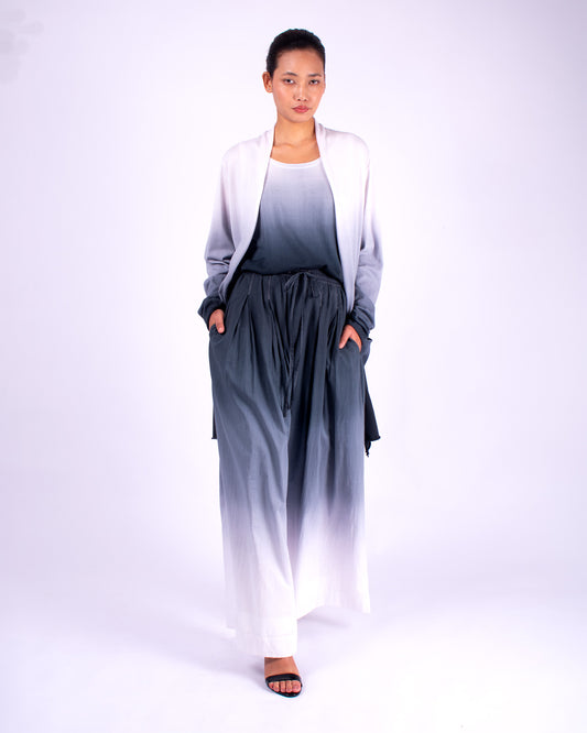 #1356 Wide pants with pleats in cotton voile