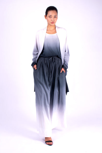 #1355 Shawl Collar Cardigan In Organic Cotton- Charcoal Ombre — Lars Andersson, view 5