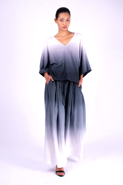 #903 V-neck Wing Sleeve Top In Organic Cotton- Charcoal Ombre — Lars Andersson, view 5