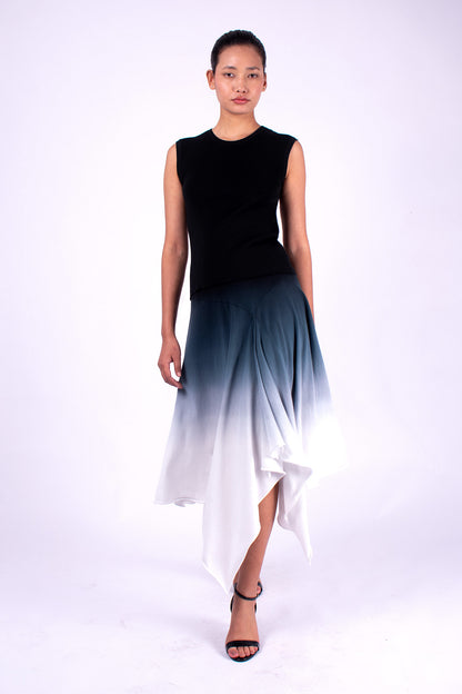 #1071 Handkerchief Skirt In Organic Cotton- Black Ombre — Lars Andersson, view 2