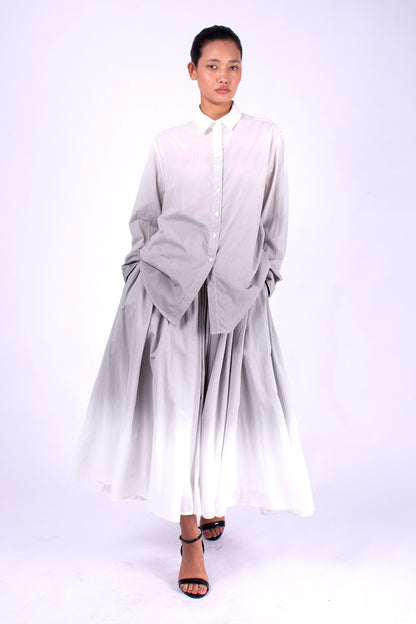 #1170 Oversized Button Down Shirt In Cotton Voile- Cement Ombre — Lars Andersson, view 5