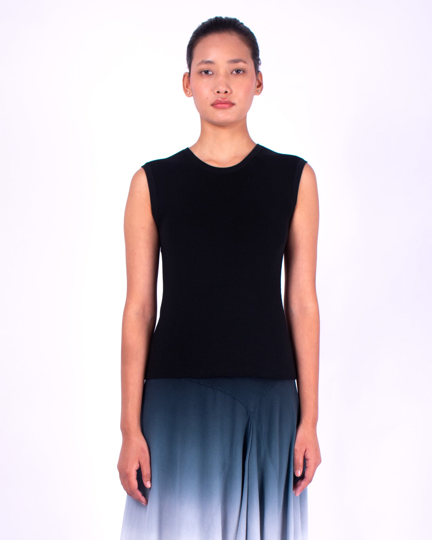 #1005 Cropped muscle tank 1x1 rib in organic cotton
