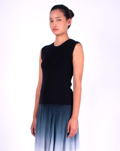 #1005 Cropped muscle tank 1x1 rib in organic cotton