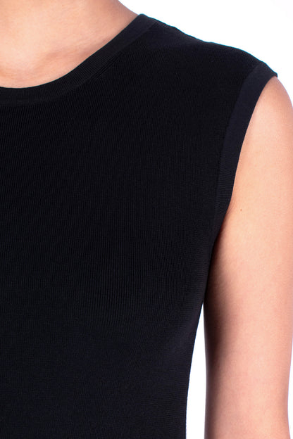 #1005 Cropped Muscle Tank 1x1 Rib In Organic Cotton- Black — Lars Andersson, view 4