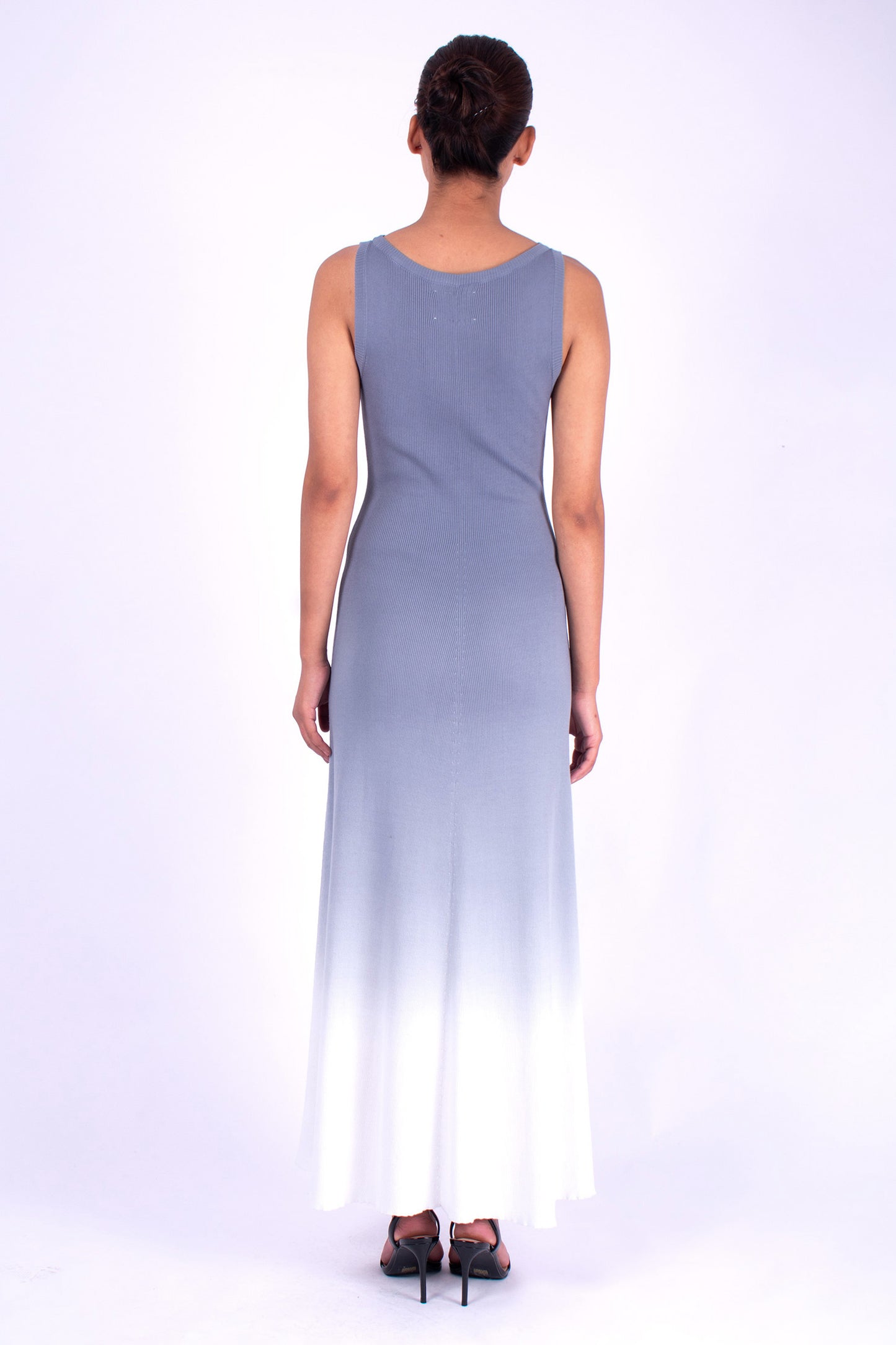 #1138 Sleeveless Boatneck Dress 2x1 In Organic Cotton- Storm Ombre — Lars Andersson, view 3